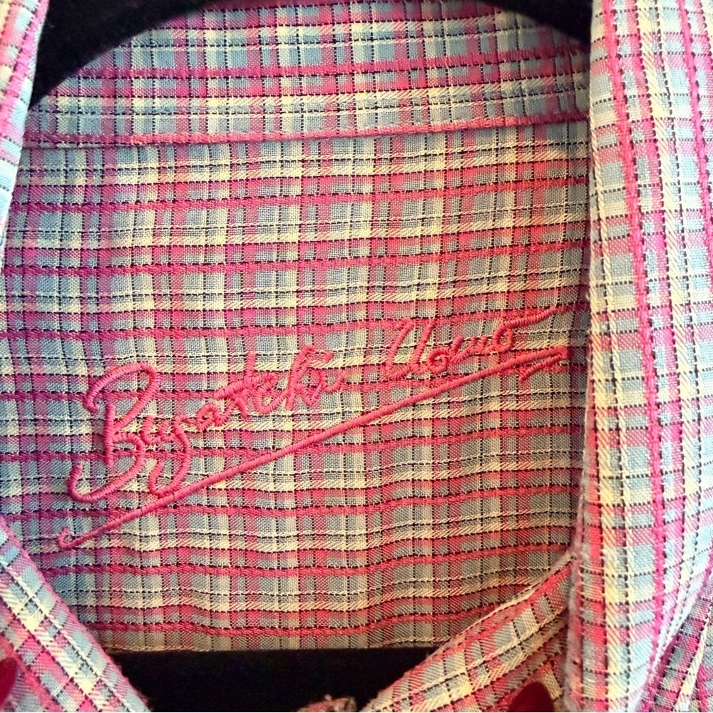 Bugatchi Uomo Men's Button Down Pink Checkered Long Sleeve Shirt Size Large - Picture 5 of 11